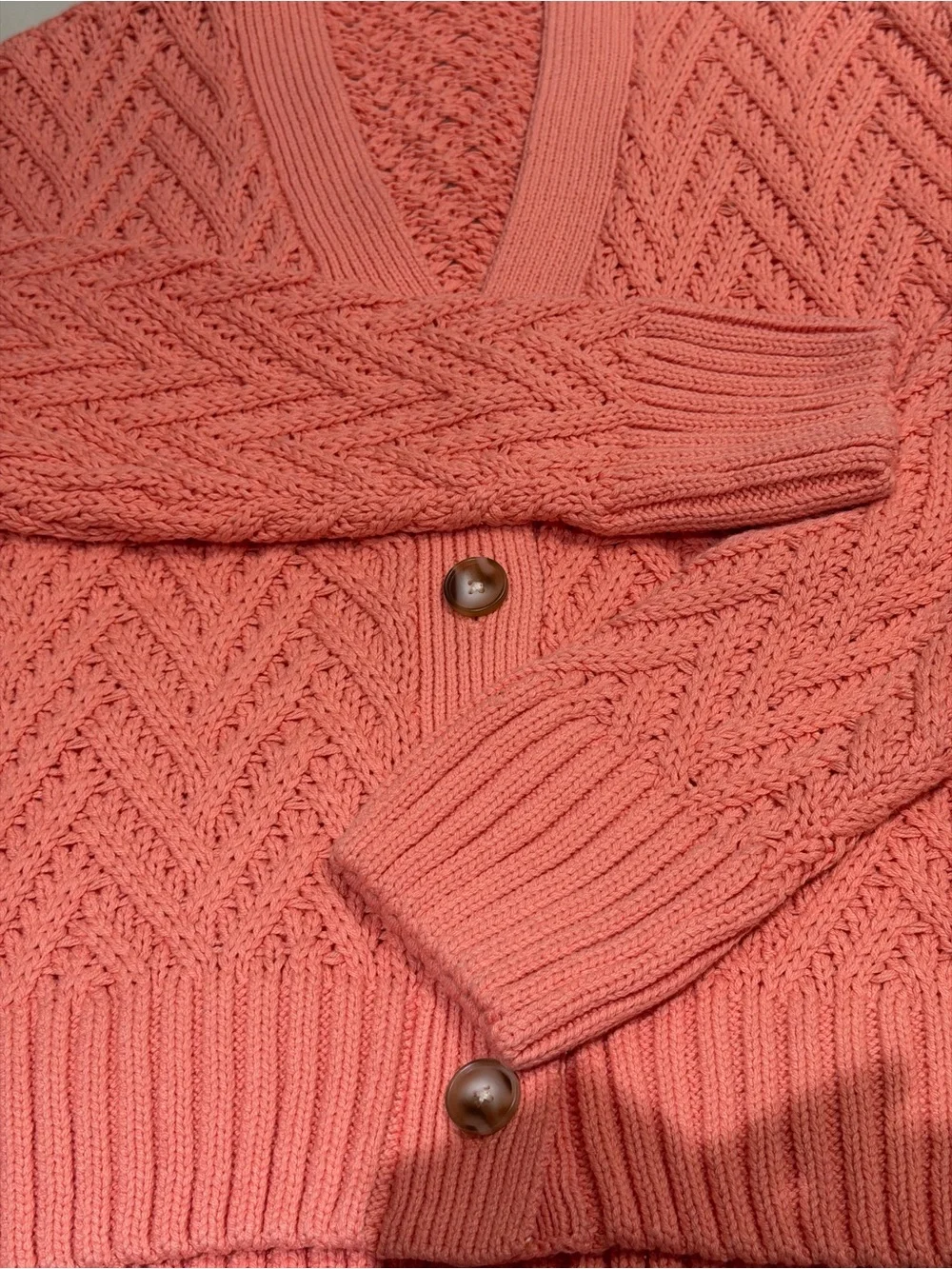 dip Coral Knit Chevron Button-Front Cardigan